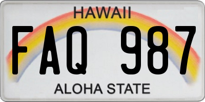 HI license plate FAQ987