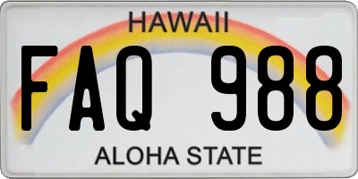 HI license plate FAQ988