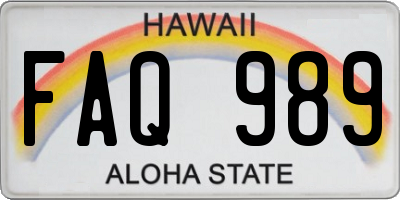 HI license plate FAQ989
