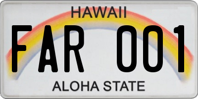 HI license plate FAR001