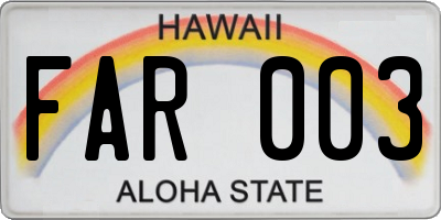 HI license plate FAR003