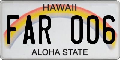 HI license plate FAR006
