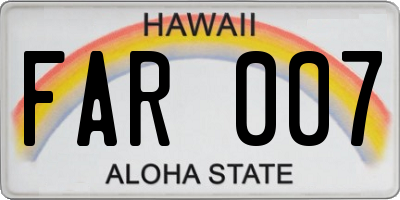 HI license plate FAR007