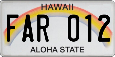 HI license plate FAR012