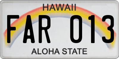 HI license plate FAR013