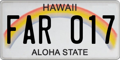 HI license plate FAR017