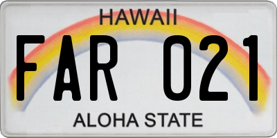 HI license plate FAR021