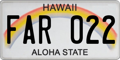 HI license plate FAR022