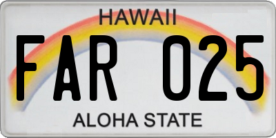 HI license plate FAR025