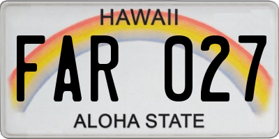 HI license plate FAR027