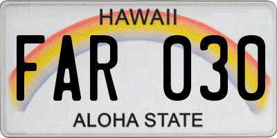 HI license plate FAR030