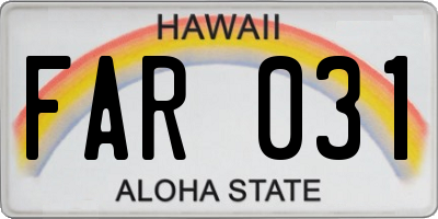 HI license plate FAR031