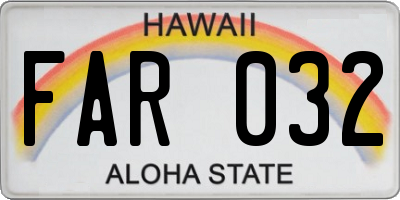 HI license plate FAR032