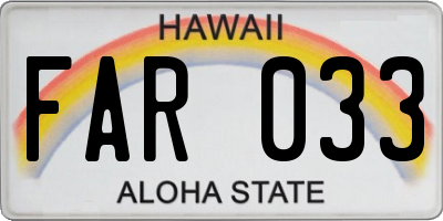 HI license plate FAR033