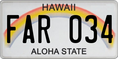 HI license plate FAR034