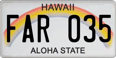 HI license plate FAR035