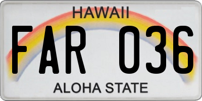HI license plate FAR036