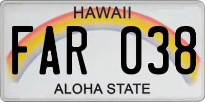 HI license plate FAR038