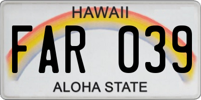 HI license plate FAR039