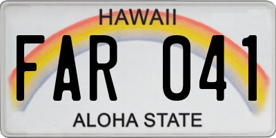 HI license plate FAR041