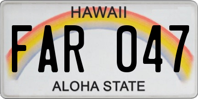 HI license plate FAR047