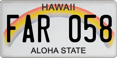 HI license plate FAR058