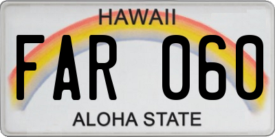 HI license plate FAR060