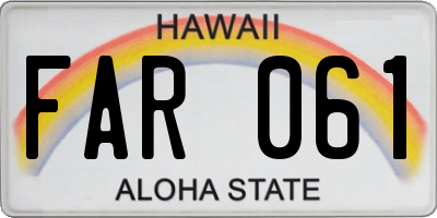 HI license plate FAR061