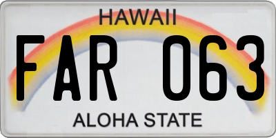 HI license plate FAR063