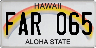 HI license plate FAR065