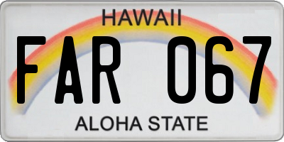HI license plate FAR067