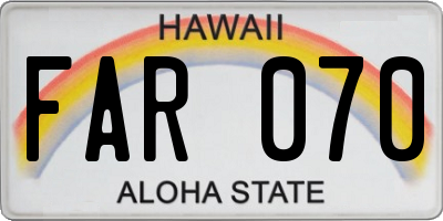 HI license plate FAR070