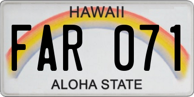 HI license plate FAR071