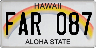 HI license plate FAR087