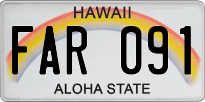 HI license plate FAR091