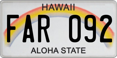 HI license plate FAR092