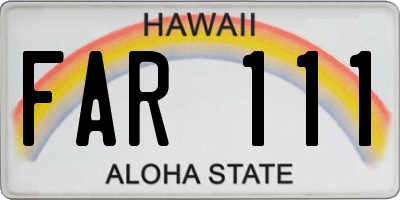HI license plate FAR111