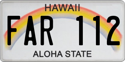 HI license plate FAR112
