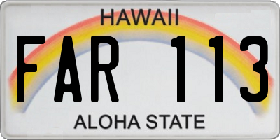 HI license plate FAR113