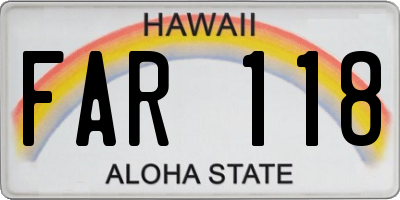HI license plate FAR118