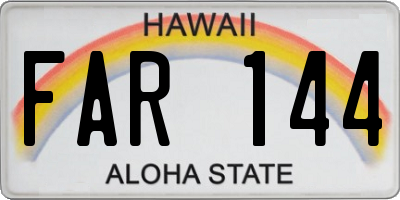 HI license plate FAR144