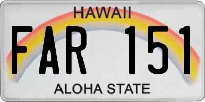 HI license plate FAR151