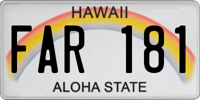 HI license plate FAR181