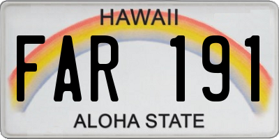 HI license plate FAR191