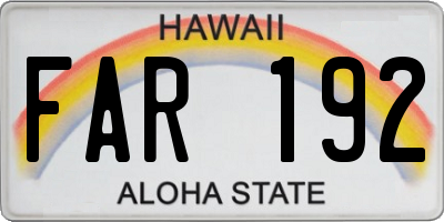 HI license plate FAR192
