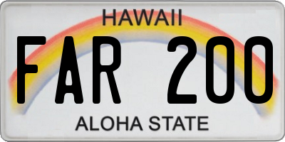 HI license plate FAR200