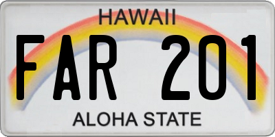 HI license plate FAR201