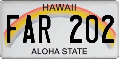 HI license plate FAR202