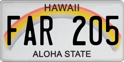 HI license plate FAR205