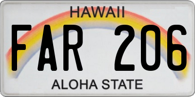HI license plate FAR206